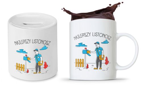 Dla Listonosza Zestaw Kubek + Skarbonka Prezent Z Nadrukiem Ze Zdjęciem na Arena.pl