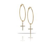 kolczyki koła z krzyżykami zdobionymi kryształkami (p15/roz/76au)