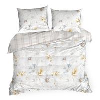Pościel satynowa 140x200 LEA z kwiatowym nadrukiem + poszewka