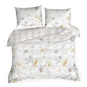 Pościel satynowa 140x200 LEA z kwiatowym nadrukiem + poszewka