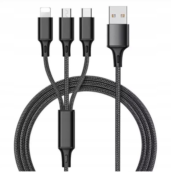 KABEL ŁADOWARKA 3w1 MICRO TYP-C do IPHONE USB-C 5A zdjęcie 2