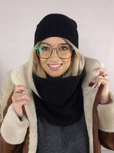 zimowy KOMPLET damski CZAPKA + KOMIN + RĘKAWICZKI DOTYKOWE ciepły na Arena.pl