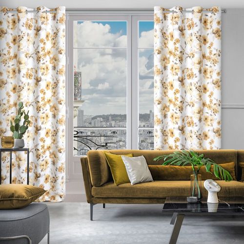 Zasłona gotowa na przelotkach CAREN 140x250 Eurofirany biało/beżowa na Arena.pl