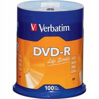 2 x PŁYTY VERBATIM DVD-R 4,7GB 16x Datalife 100szt
