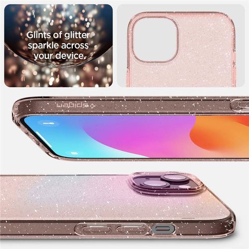 Etui case na iPhone 15 Plus Liquid Crystal Glitter - różowo przezroczyste na Arena.pl