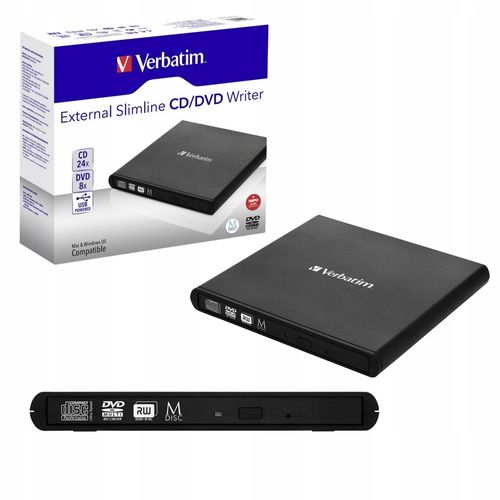 Nagrywarka DVD CD RW do notebooka Verbatim Slimline ZEWNĘTRZNA wąska USB2.0 na Arena.pl