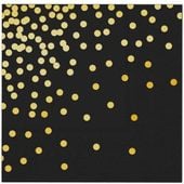 Serwetki czarne w złote kropki 10szt