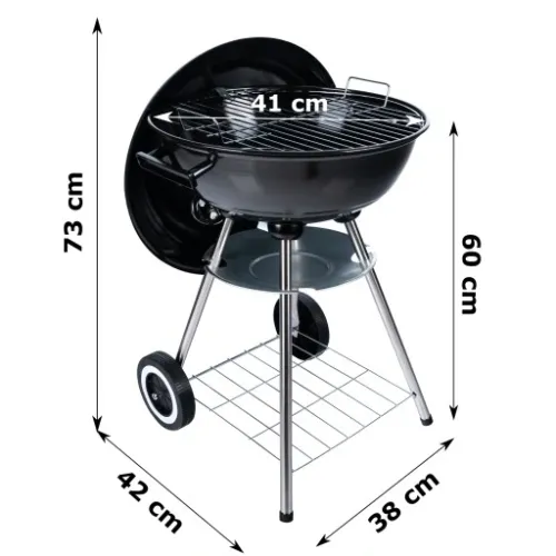 Grill Ogrodowy węglowy na brykiet Zamykany POKRYWA BBQ KETTLE półka na Arena.pl