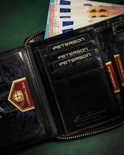 duży, skórzany portfel męski zapinany na suwak - peterson na Arena.pl