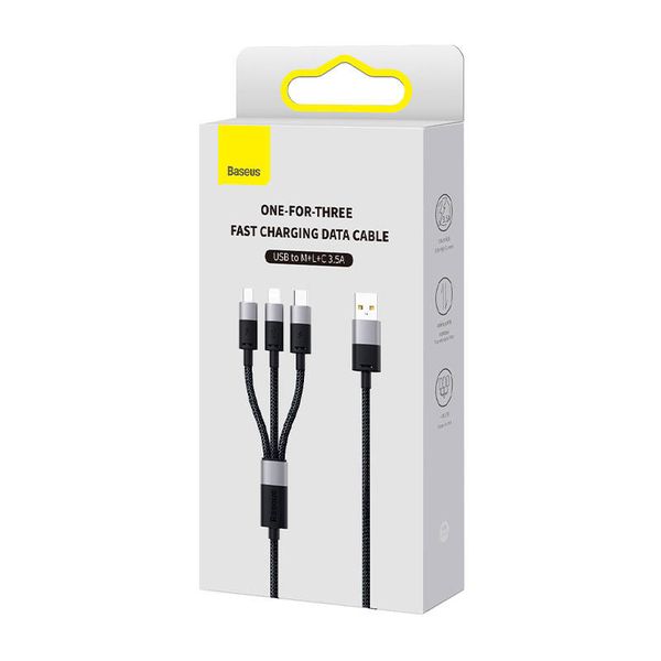 kabel usb 3w1 baseus starspeed, usb-c + micro usb + lightning, 3,5a zdjęcie 6