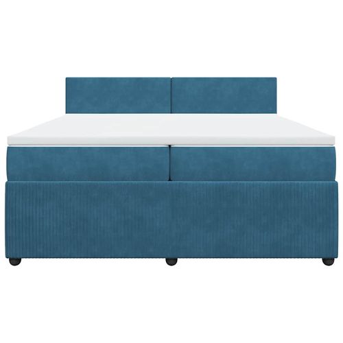 Łóżko kontynentalne z materacem, niebieskie, aksamit, 200x200cm na Arena.pl