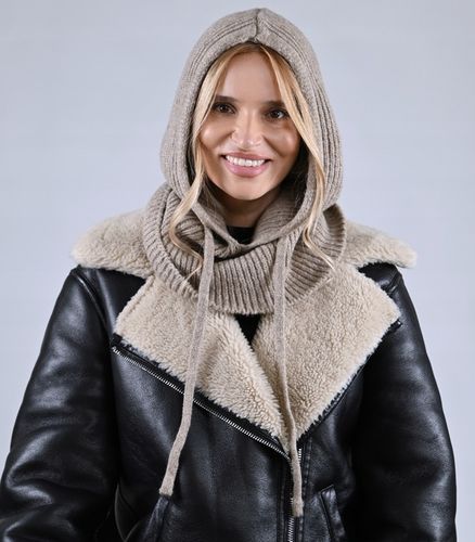 CZAPKA Kominiarka KAPTUR komin Balaclava damska ciepła miekka zimowa Latte na Arena.pl
