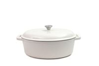 Garnek Żeliwny Owalny Tierra 36cm 7,5L kremowy NOIS