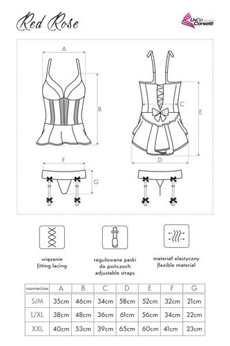 Gorset Red Rose rozmiar - L/XL na Arena.pl