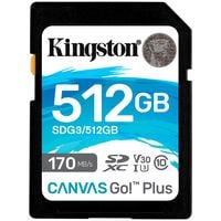 kingston 512gb sdxc canvas go plus 170r c10 uhs-i u3 v30