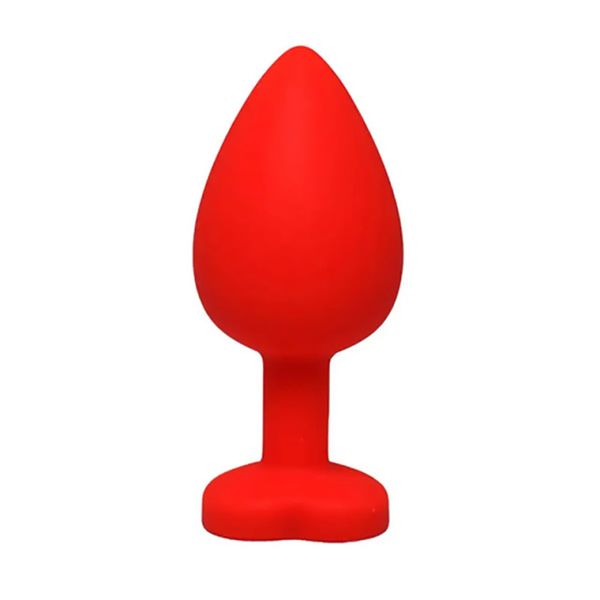 Red Small Heart-Shaped Butt Plug With White Crystal zdjęcie 2