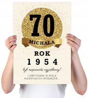 KARTKA XXL Z IMIENIEM URODZINOWA NA 70 URODZINY 1954 1955 1956 LAT +IMIĘ