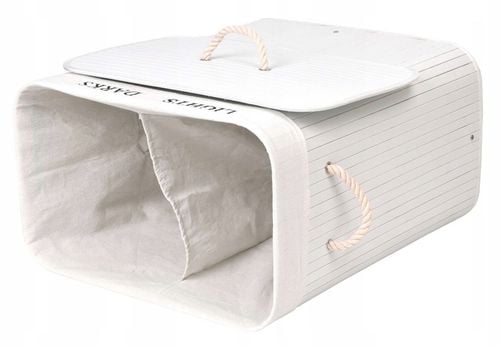 KOSZ BAMBUSOWY NA PRANIE BIELIZNĘ DWUKOMOROWY POJEMNIK Z PODZIAŁEM 100L na Arena.pl