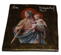 Ikona Święty Krzysztof patron kierowców kolejarzy rycerzy żeglarzy