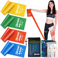 ZESTAW 4 TAŚM DO ĆWICZEŃ, DŁUGIE GUMY OPOROWE 2 m - Fitness,