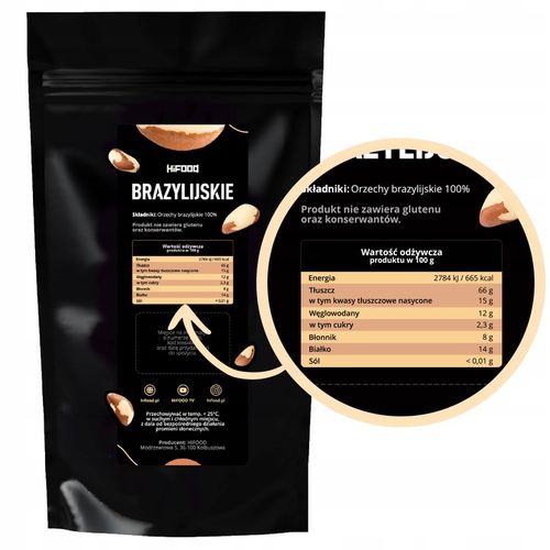 Orzechy Brazylijskie Naturalne Całe Jakość Wysoka 1kg HiFOOD Kawałki na Arena.pl