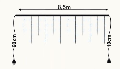 SOPLE 300 LED BIAŁE ZIMNE ZEWNĘTRZNE CHOINKOWE Świąteczne sople dekoracja na Arena.pl