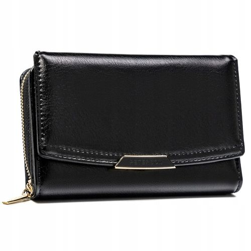 PETERSON portfel damski poziomy RFID STOP portmonetka na zatrzask czarny na Arena.pl