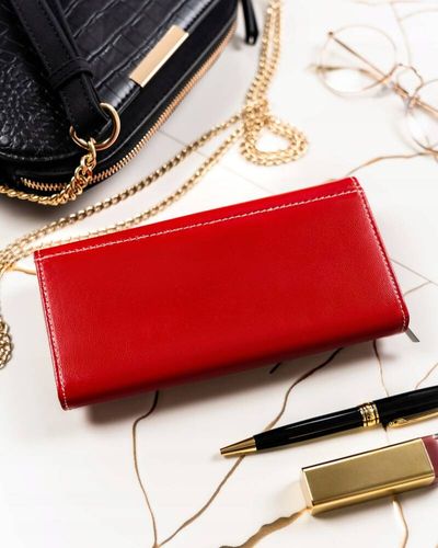 skórzany portfel damski w orientacji poziomej na zatrzask - 4u cavaldi na Arena.pl