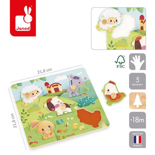 Janod Puzzle sensoryczne drewniane 7 el. Farma 18m+ na Arena.pl