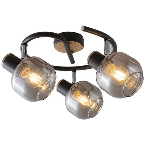 Sufitowa LAMPA plafon SALAZAR 5399 Rabalux szklana OPRAWA reflektorki regulowane czarne drewniane na Arena.pl