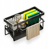 Organizer do zlewu ociekacz na płyn do naczyń gąbki czarny metalowy