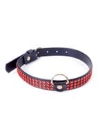 obroża z kryształkami fetish b series czerwona 2 cm