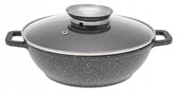 GARNEK Niski Płaski Ceramiczny MARMUROWY 24cm WOK 2,5l Indukcja Gaz 4048