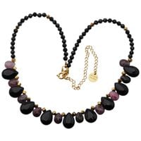 Naszyjnik onyks, spinel i hematyt złocony – srebro 925, ręcznie wykonany