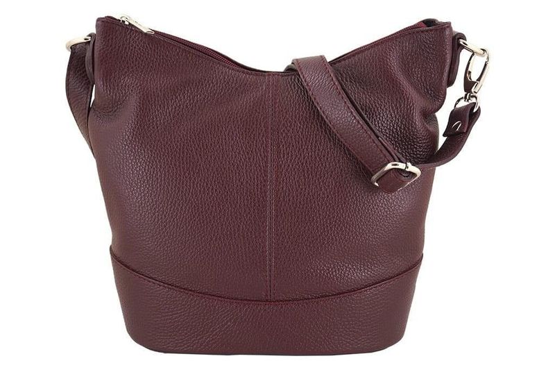 Modna torebka włoska skórzana - Bordowa zdjęcie 1