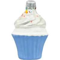 Bombka choinkowa szklana: Muffinek z kremem i posypką: niebieski