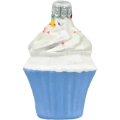 Bombka choinkowa szklana: Muffinek z kremem i posypką: niebieski