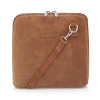 VERA PELLE torebka damska zamszowa listonoszka z paskiem V452 brązowa