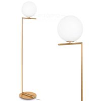 Stojąca LAMPA podłogowa CONDI MLM-7475/1-G MDECO loftowa OPRAWA szklana kula ball mosiądz biała