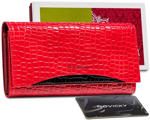 duży, lakierowany portfel damski ze zwierzęcym wzorem - peterson na Arena.pl