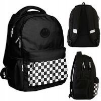 Plecak szkolny młodzieżowy na laptop BeUniq czarny w kratkę