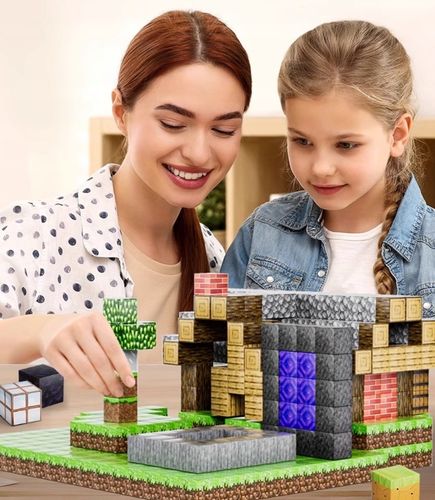 KLOCKI MAGNETYCZNE Minecraft DLA DZIECI ZABAWKA ZESTAW 100eL +3 FIGUREKA na Arena.pl