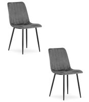 Krzesło tapicerowane LAVA ciemny szary 2 szt. na czarnych nogach