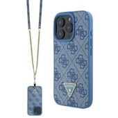 Guess GUHCP16LP4TDSCPB iPhone 16 Pro 6.3" niebieski/blue hardcase Leather