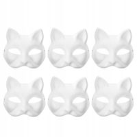 DIY PUSTE, RĘCZNIE MALOWANE MASKI MASKA KOT 6 SZT