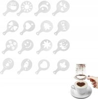 16X SZABLONY DO OZDOBY DEKORACJI KAWY DESERÓW CIAST LATTE CAPPUCCINO ZESTAW