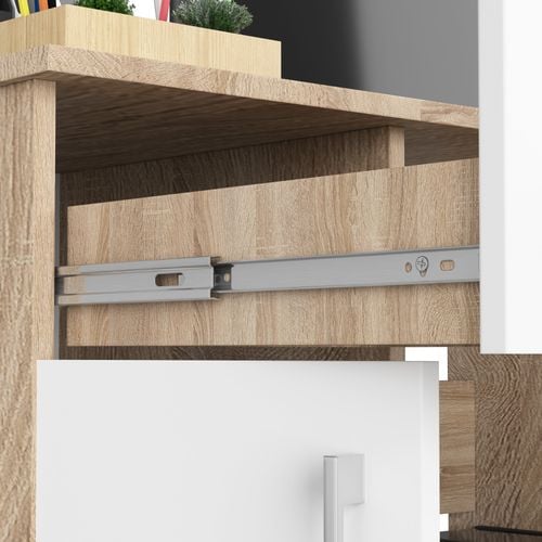 BIURKO JAY 90 cm DĄB SONOMA - BIAŁE na Arena.pl