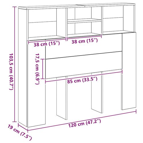 Zagłówek z półkami, dąb artisian, 120x19x103,5 cm na Arena.pl