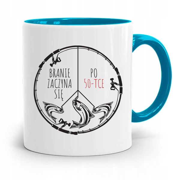 Kubek Błękitny Wędkarza Rybaka Branie Zaczyna Się Z Nadrukiem Ze Zdjęciem zdjęcie 1