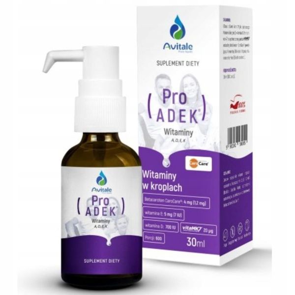 Avitale ProADEK - Kompleks witamin A, D3, E oraz K2 - 30 ml zdjęcie 1